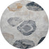 8' Gray Charcoal And Beige Geometric Washable Round Rug With UV Protection