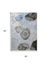 5' X 8' Sky Blue Charcoal And Ivory Geometric Washable Area Rug With UV Protection