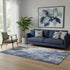 5' X 8' Blue And Ivory Abstract Washable Area Rug With UV Protection