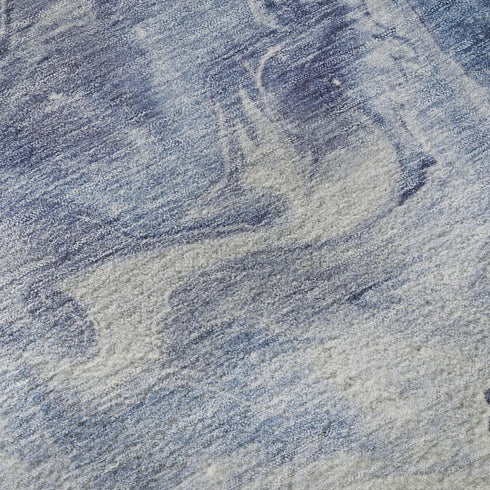 5' X 8' Blue And Ivory Abstract Washable Area Rug With UV Protection