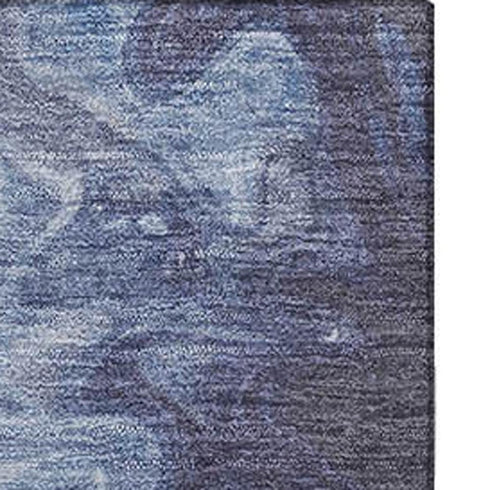 5' X 8' Blue And Ivory Abstract Washable Area Rug With UV Protection