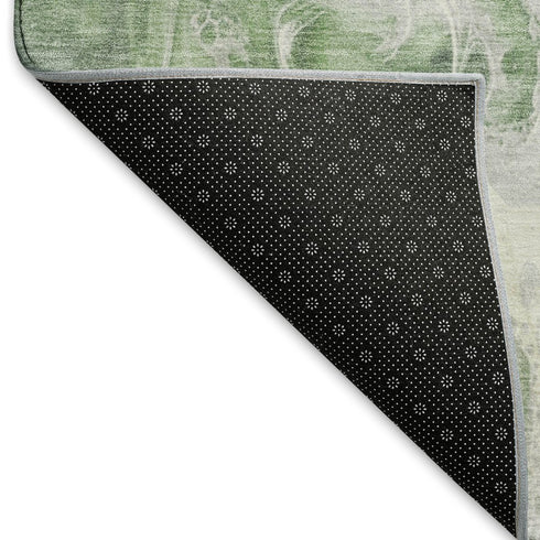 8' X 10' Green Gray And Ivory Abstract Washable Area Rug With UV Protection