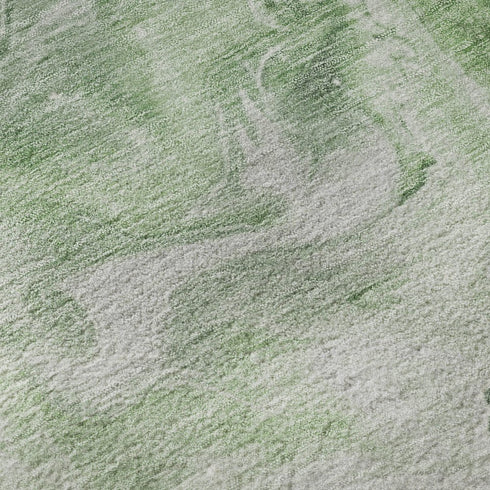 8' X 10' Green Gray And Ivory Abstract Washable Area Rug With UV Protection