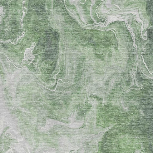 8' X 10' Green Gray And Ivory Abstract Washable Area Rug With UV Protection