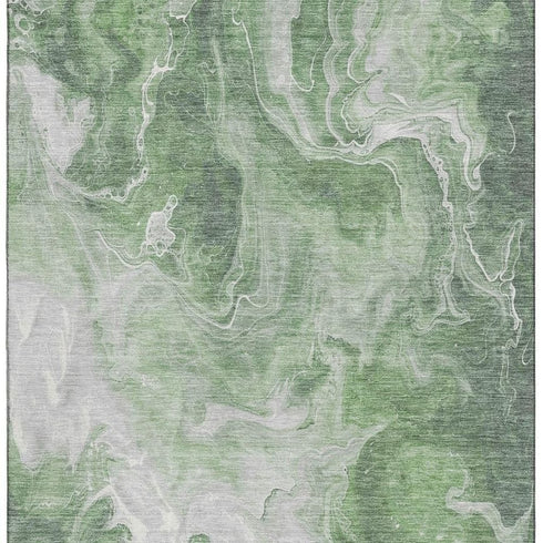 8' X 10' Green Gray And Ivory Abstract Washable Area Rug With UV Protection