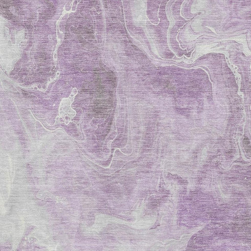 5' X 8' Lavender And Ivory Abstract Washable Area Rug With UV Protection