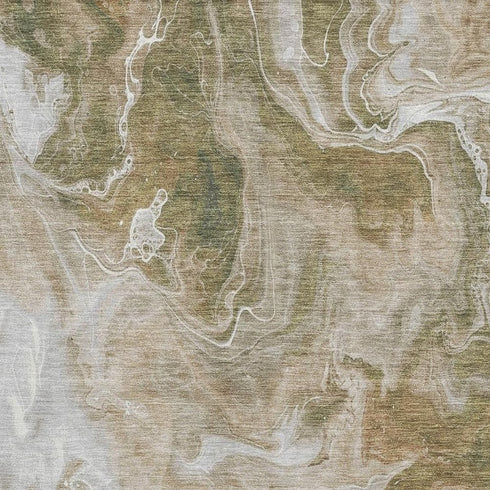 5' X 8' Coffee Copper And Silver Abstract Washable Area Rug With UV Protection