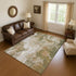 9' X 12' Coffee Copper And Silver Abstract Washable Area Rug With UV Protection