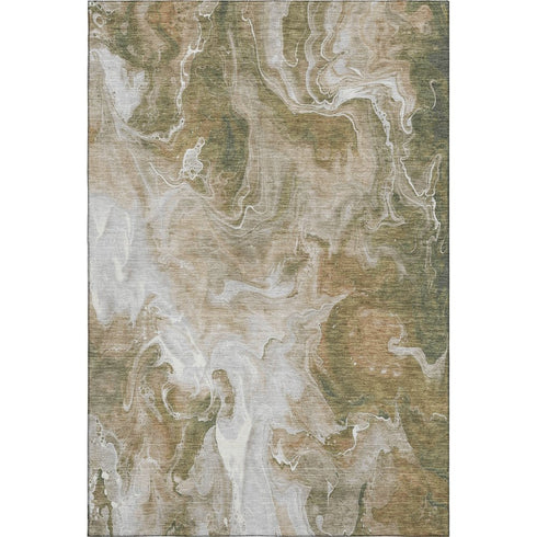 9' X 12' Coffee Copper And Silver Abstract Washable Area Rug With UV Protection