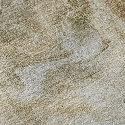 9' X 12' Coffee Copper And Silver Abstract Washable Area Rug With UV Protection