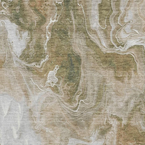 9' X 12' Coffee Copper And Silver Abstract Washable Area Rug With UV Protection
