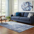 5' X 8' Navy Blue And Ivory Abstract Washable Area Rug With UV Protection