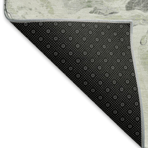 8' X 10' Artichoke Green Gray And Ivory Abstract Washable Area Rug With UV Protection