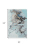 8' X 10' Teal Silver And Beige Abstract Washable Area Rug With UV Protection