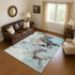 8' X 10' Teal Silver And Beige Abstract Washable Area Rug With UV Protection