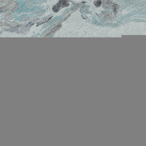 8' X 10' Teal Silver And Beige Abstract Washable Area Rug With UV Protection