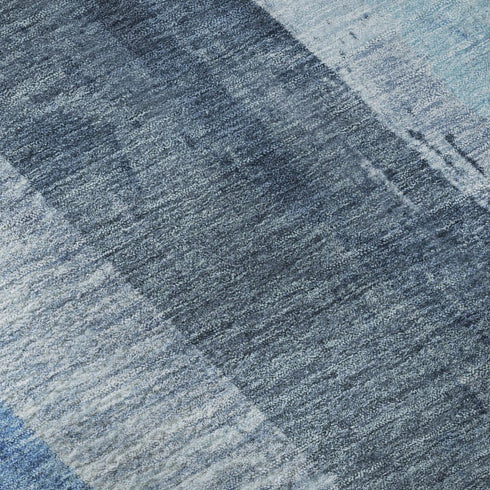 5' X 8' Blue And Gray Striped Washable Area Rug With UV Protection