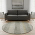 8' Taupe Beige And Tan Striped Washable Round Rug With UV Protection