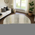 8' Taupe Beige And Tan Striped Washable Round Rug With UV Protection