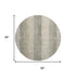 8' Taupe Beige And Tan Striped Washable Round Rug With UV Protection