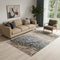 5' X 8' Beige Blue And Gray Abstract Washable Area Rug With UV Protection