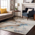 8' X 10' Beige Blue And Gray Abstract Washable Area Rug With UV Protection