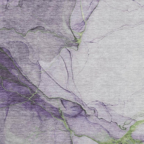 5' X 8' Purple Green And Ivory Abstract Washable Area Rug With UV Protection