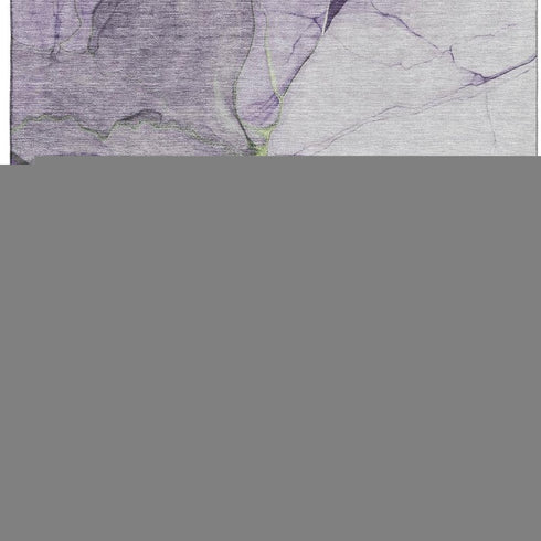 5' X 8' Purple Green And Ivory Abstract Washable Area Rug With UV Protection