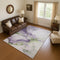9' X 12' Purple Green And Ivory Abstract Washable Area Rug With UV Protection