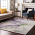 9' X 12' Purple Green And Ivory Abstract Washable Area Rug With UV Protection