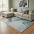 8' X 10' Teal Terra Cotta And Ivory Abstract Washable Area Rug With UV Protection