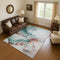 9' X 12' Teal Terra Cotta And Ivory Abstract Washable Area Rug With UV Protection
