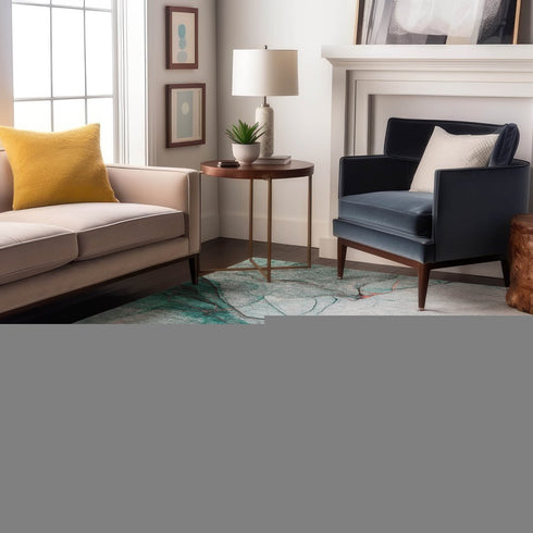 9' X 12' Teal Terra Cotta And Ivory Abstract Washable Area Rug With UV Protection