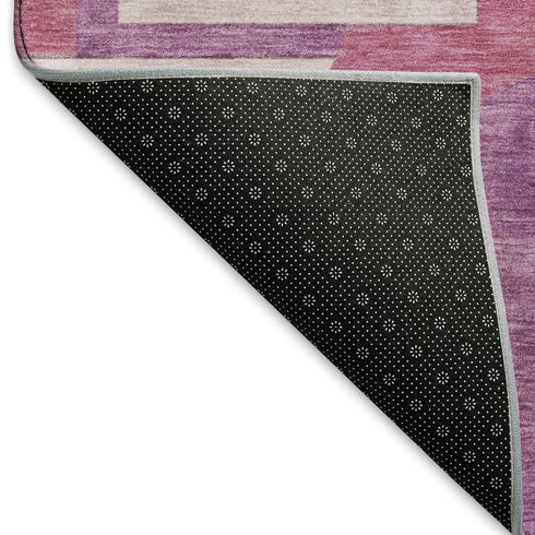 5' X 8' Blush Mauve And Ivory Abstract Geometric Washable Area Rug With UV Protection