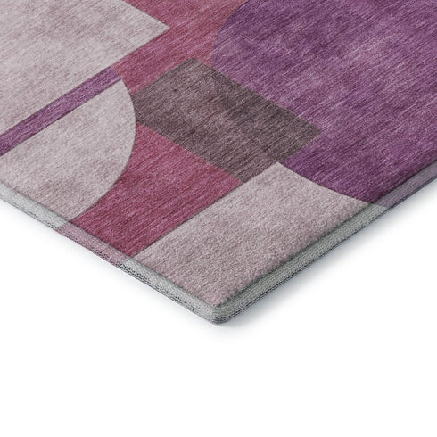 5' X 8' Blush Mauve And Ivory Abstract Geometric Washable Area Rug With UV Protection