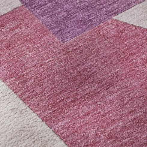5' X 8' Blush Mauve And Ivory Abstract Geometric Washable Area Rug With UV Protection