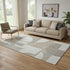 5' X 8' Khaki Beige And Gray Abstract Geometric Washable Area Rug With UV Protection