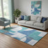 5' X 8' Teal Ivory And Gray Abstract Geometric Washable Area Rug With UV Protection