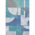 5' X 8' Teal Ivory And Gray Abstract Geometric Washable Area Rug With UV Protection