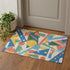 3' X 5' Blue Yellow And Coral Geometric Washable Area Rug With UV Protection