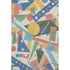 3' X 5' Blue Yellow And Coral Geometric Washable Area Rug With UV Protection