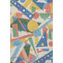 3' X 5' Blue Yellow And Coral Geometric Washable Area Rug With UV Protection