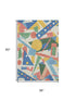3' X 5' Blue Yellow And Coral Geometric Washable Area Rug With UV Protection
