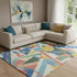 8' X 10' Blue Yellow And Coral Geometric Washable Area Rug With UV Protection