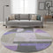 8' Lavender Gray And Ivory Geometric Washable Round Rug With UV Protection