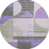 8' Lavender Gray And Ivory Geometric Washable Round Rug With UV Protection