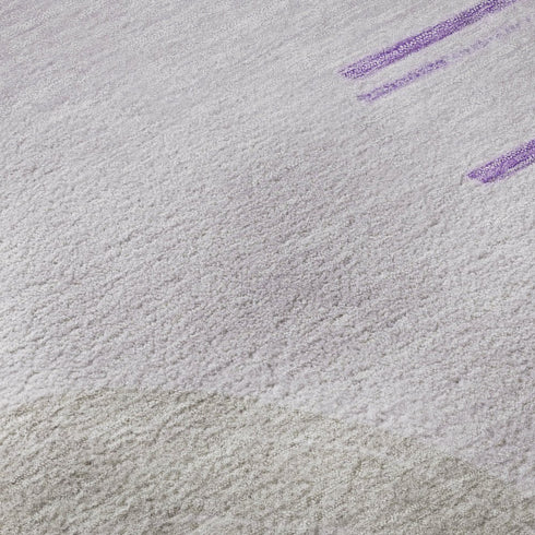 8' X 10' Lavender Gray And Ivory Geometric Washable Area Rug With UV Protection