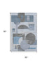 5' X 8' Blue Gray And Ivory Geometric Washable Area Rug With UV Protection