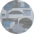 8' Blue Gray And Ivory Geometric Washable Round Rug With UV Protection