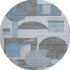 8' Blue Gray And Ivory Geometric Washable Round Rug With UV Protection
